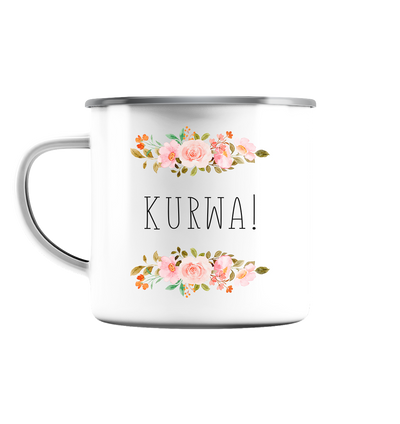 Kurwa Tasse  - Emaille Tasse (Silber)