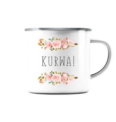 Kurwa Tasse  - Emaille Tasse (Silber)