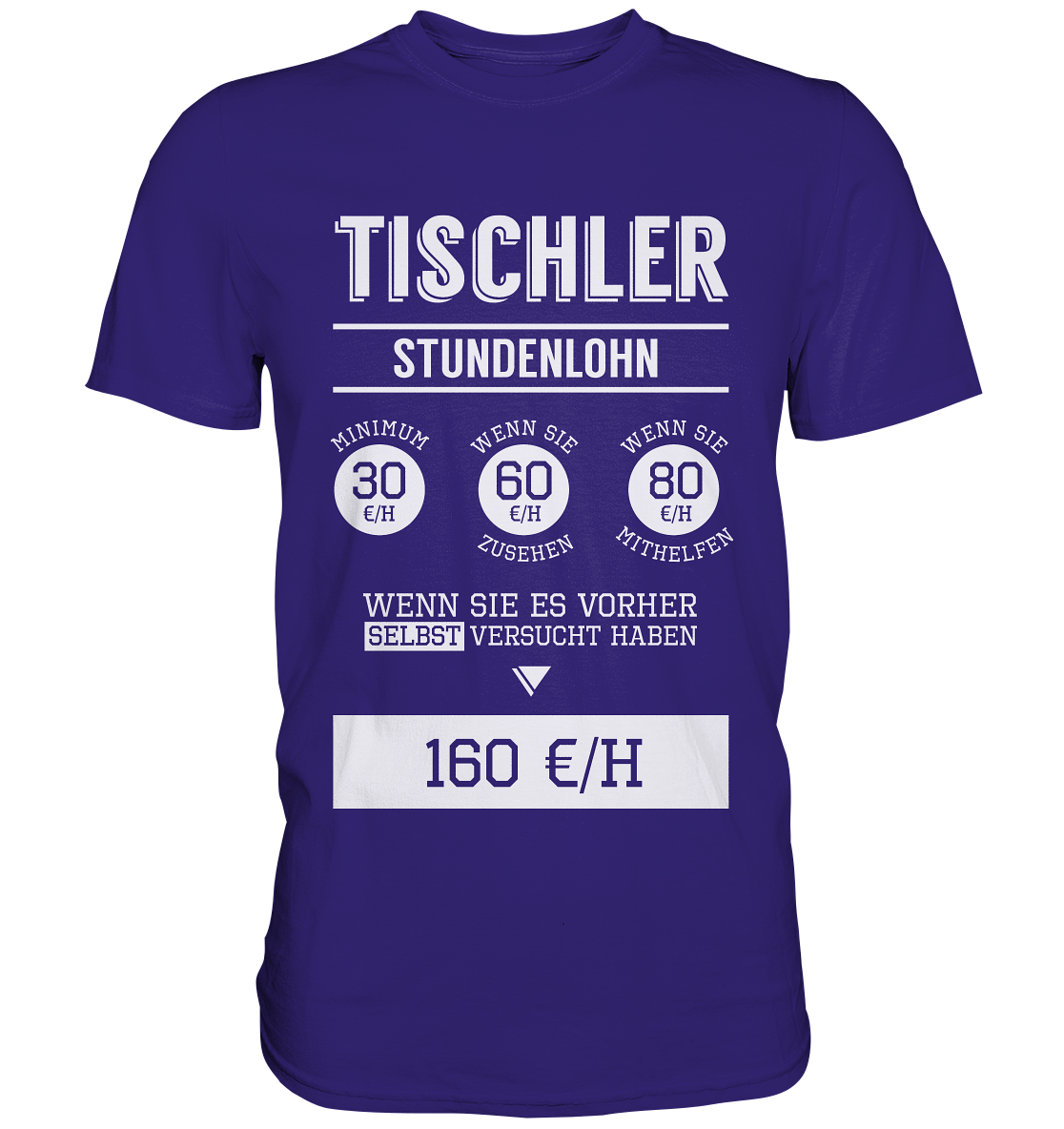 Tischler Stundenlohn / Druck weiß / Männer Premium Shirt - Baufun Shop
