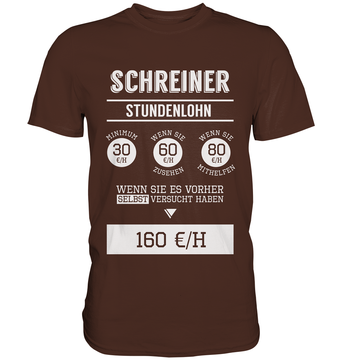 Schreiner Stundenlohn / Druck weiß / Männer Premium Shirt - Baufun Shop