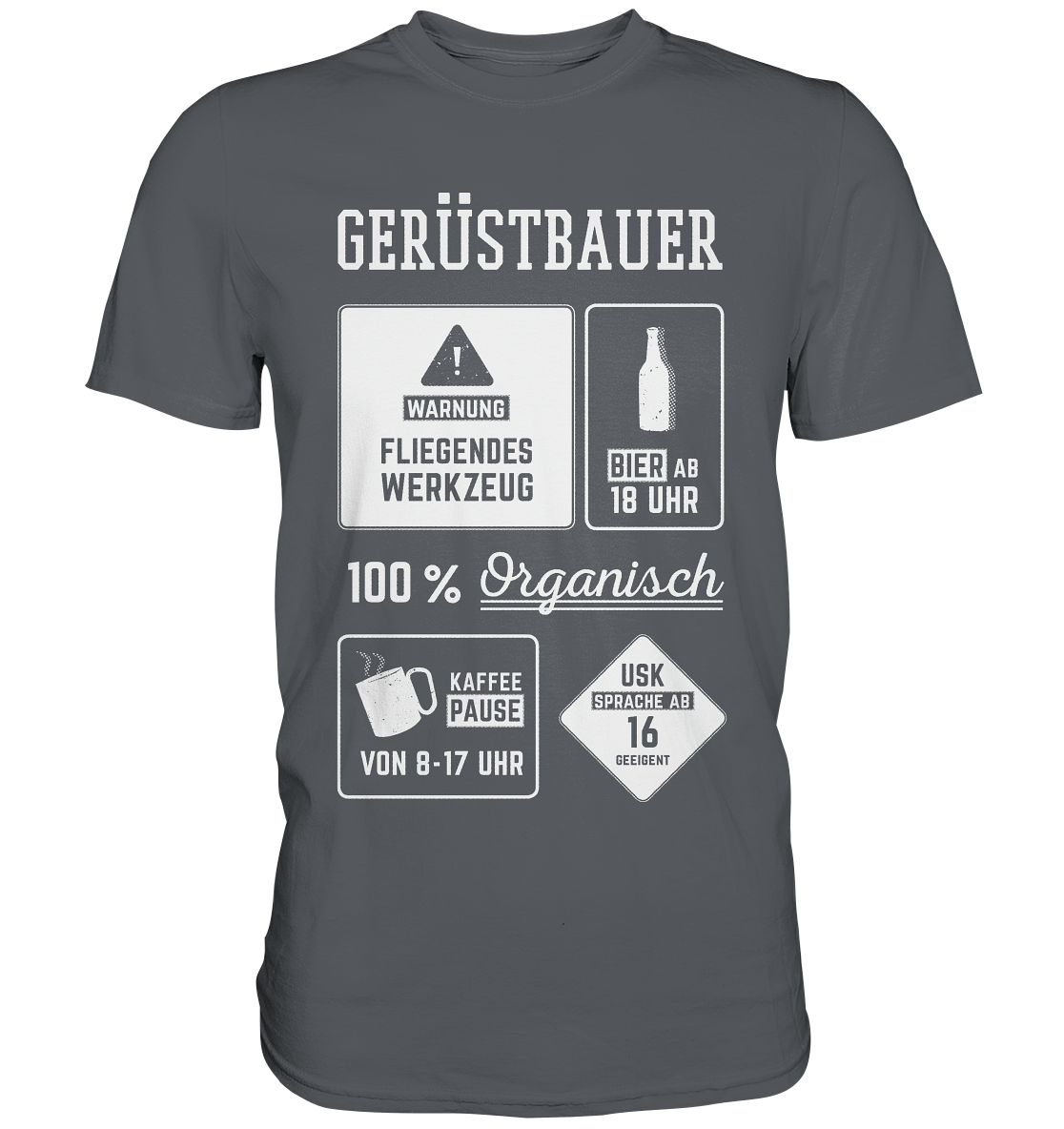 Gerüstbauer Warnung / Druck weiß / Männer Premium Shirt - Baufun Shop