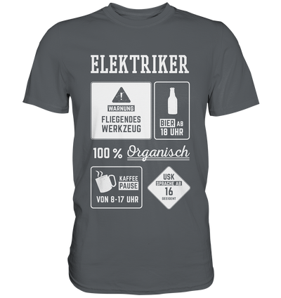 Elektriker Warnung / Druck weiß / Männer Premium Shirt - Baufun Shop
