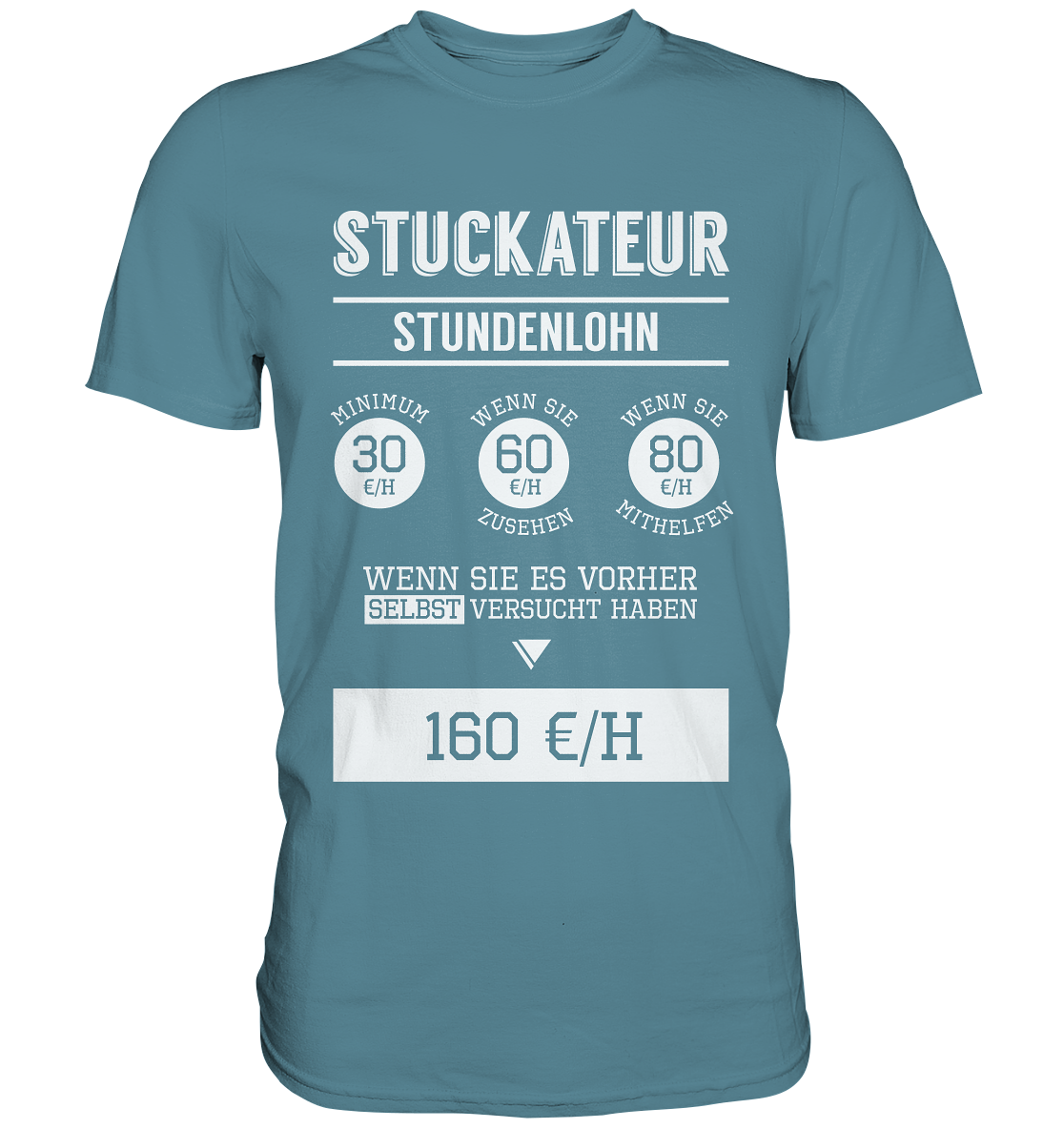 Stuckateur Stundenlohn / Druck weiß / Männer Premium Shirt - Baufun Shop