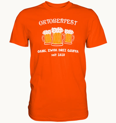 Oktoberfest, oans, zwoa, drei, gsuffa - Premium Shirt