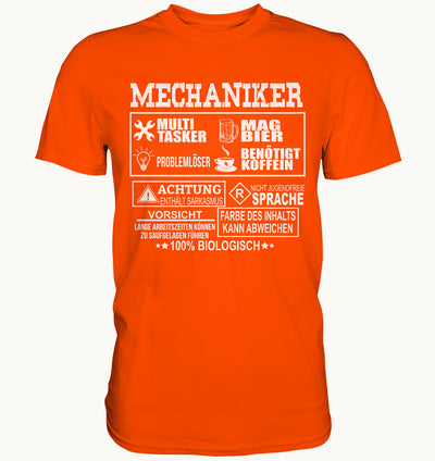Mechaniker - Warnung  - Berufe Shirt - Baufun Shop